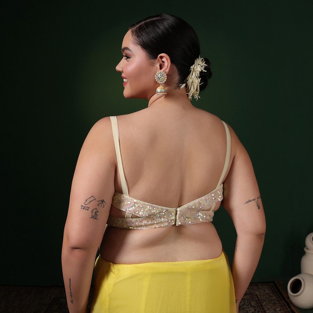 Yellow Georgette Chikankari Saree