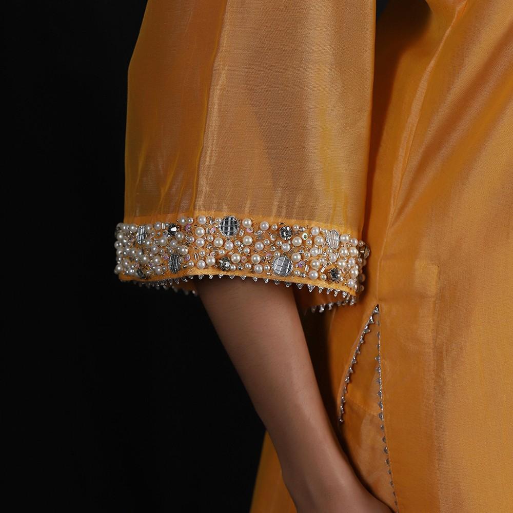 Orange Chanderi Embroidered Co-ord Set