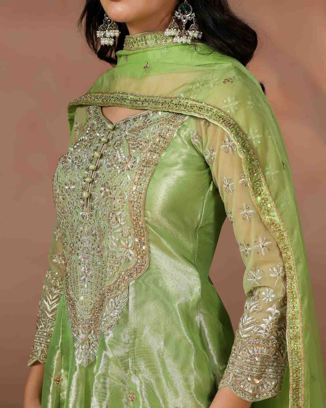 Classic Green Silk Anarkali with Fine Embroidery