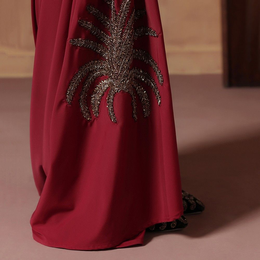 Ruby Red Pre-Draped Designer Saree Set with Blouse