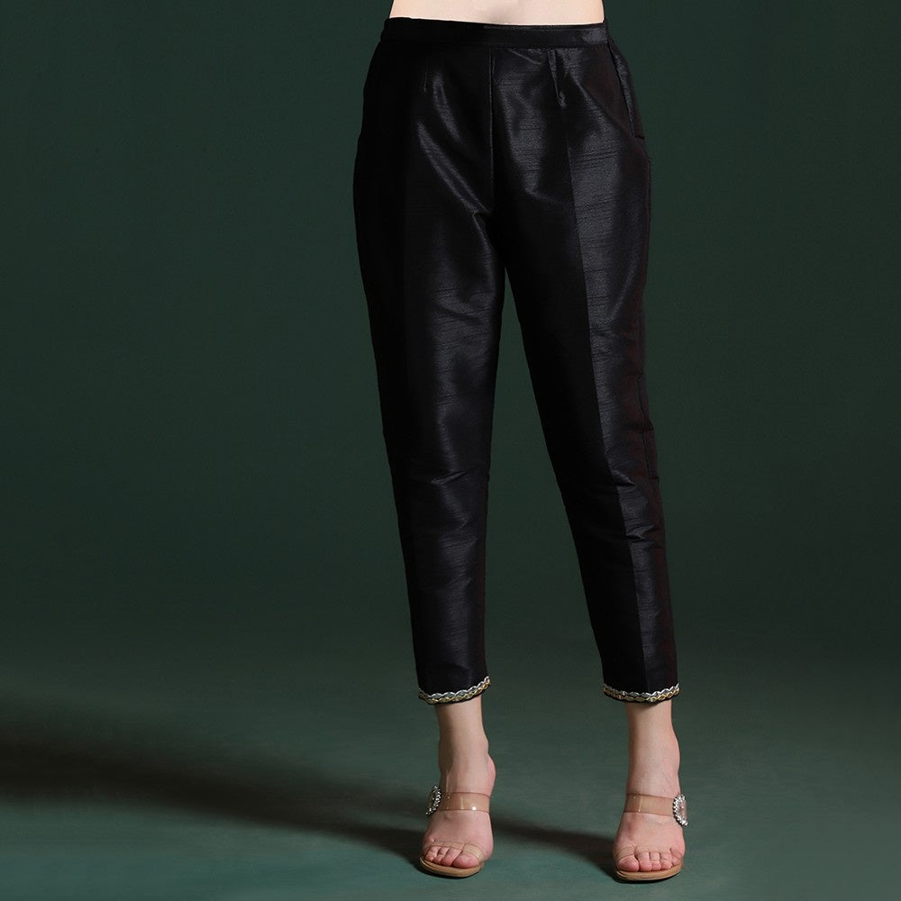 Classic Black Georgette Mirror Work Co-ord Set