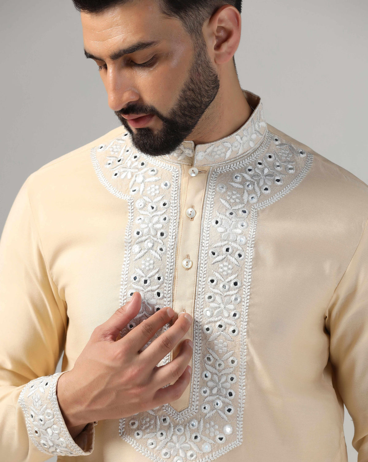 Elegant Gold Mirror Men's Kurta Set