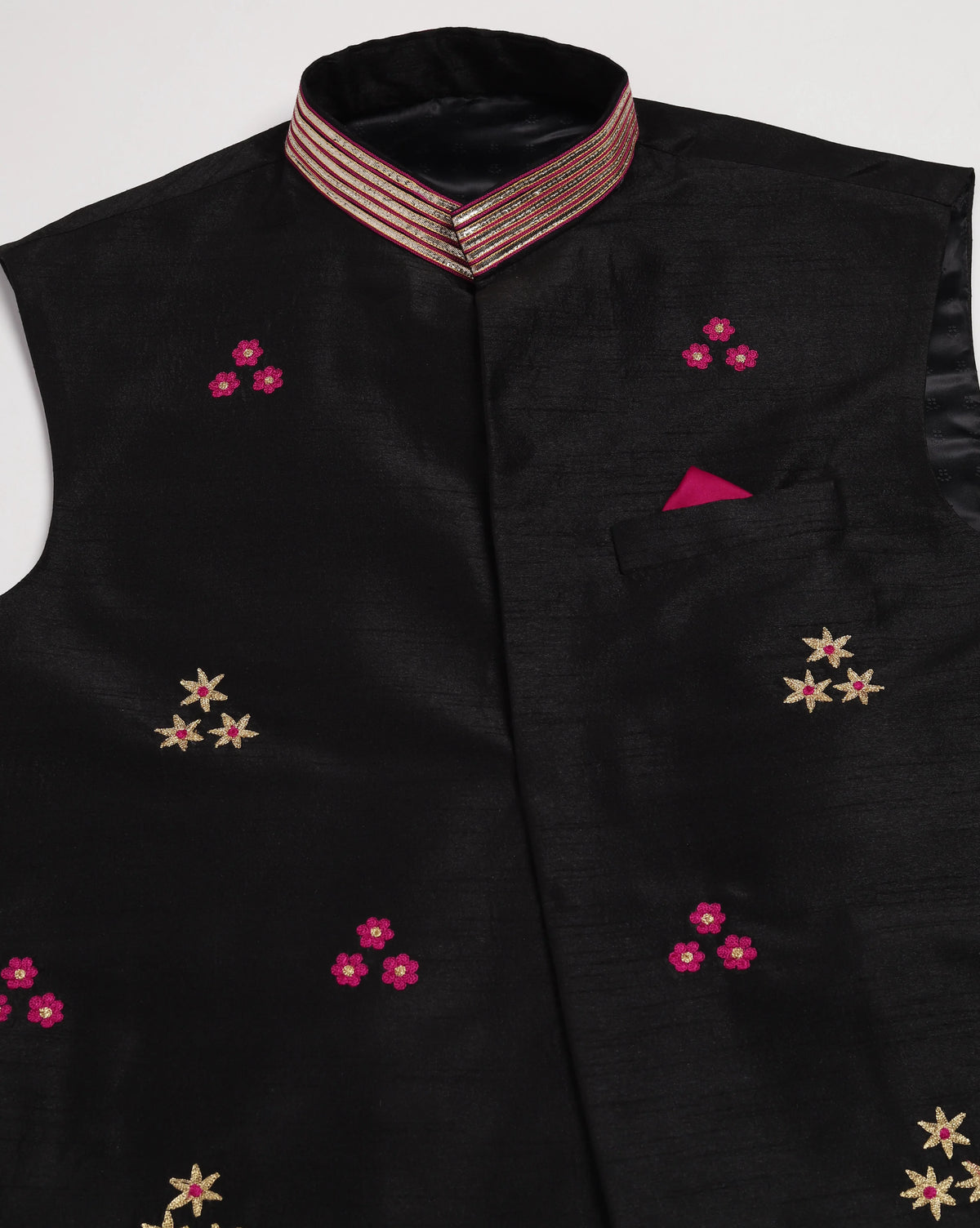 Black Chanderi Men's Nehru Jacket