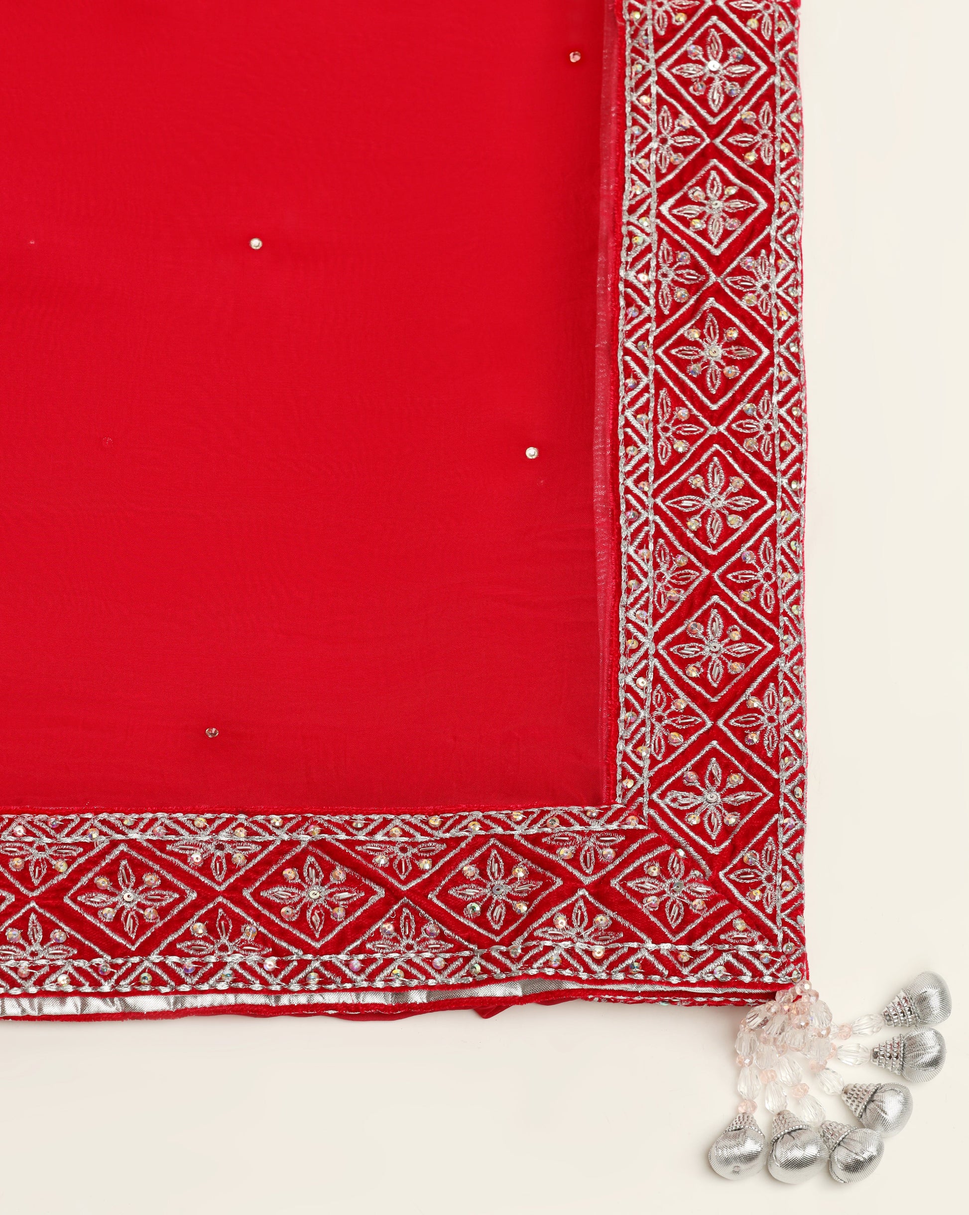 Velvet Hot Pink Silver Embroidered Kurta Set