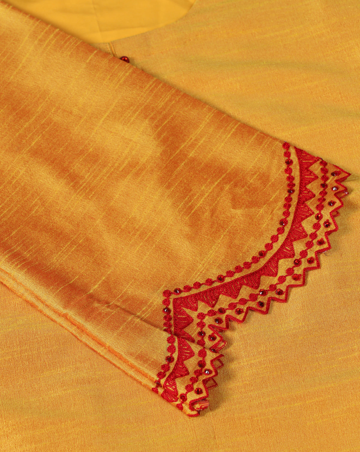 Bright Yellow Aari Embroidery Kurta Set With Dupatta