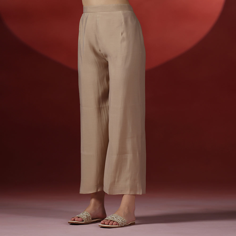 Beige Embroidered Co-ord Set