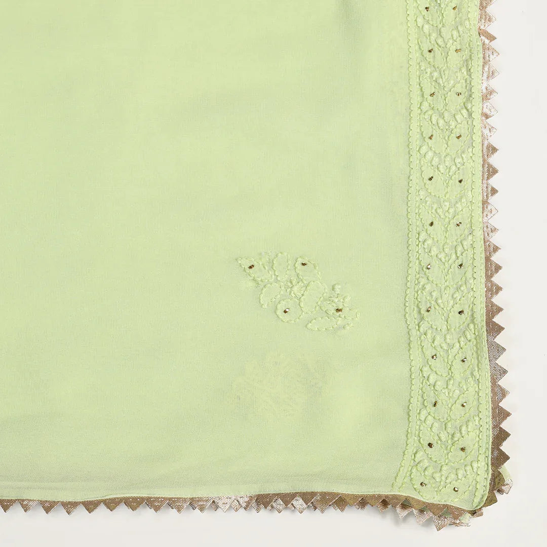 Green Mukesh Chikankari Suit