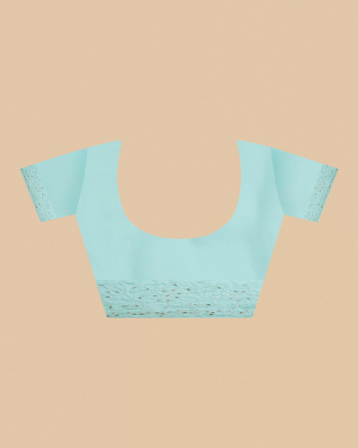 Sea Blue Chikankari Saree With Unstitched Blouse