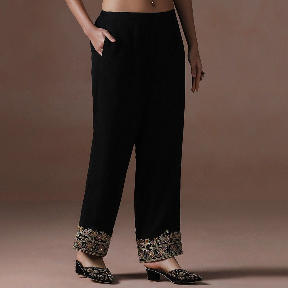 Black Georgette Anarkali Set with Intricate Resham Dori Work & Dupatta