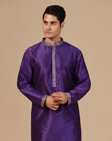 Elegant Purple Silk Kurta Set With Aari Zari Embroidery