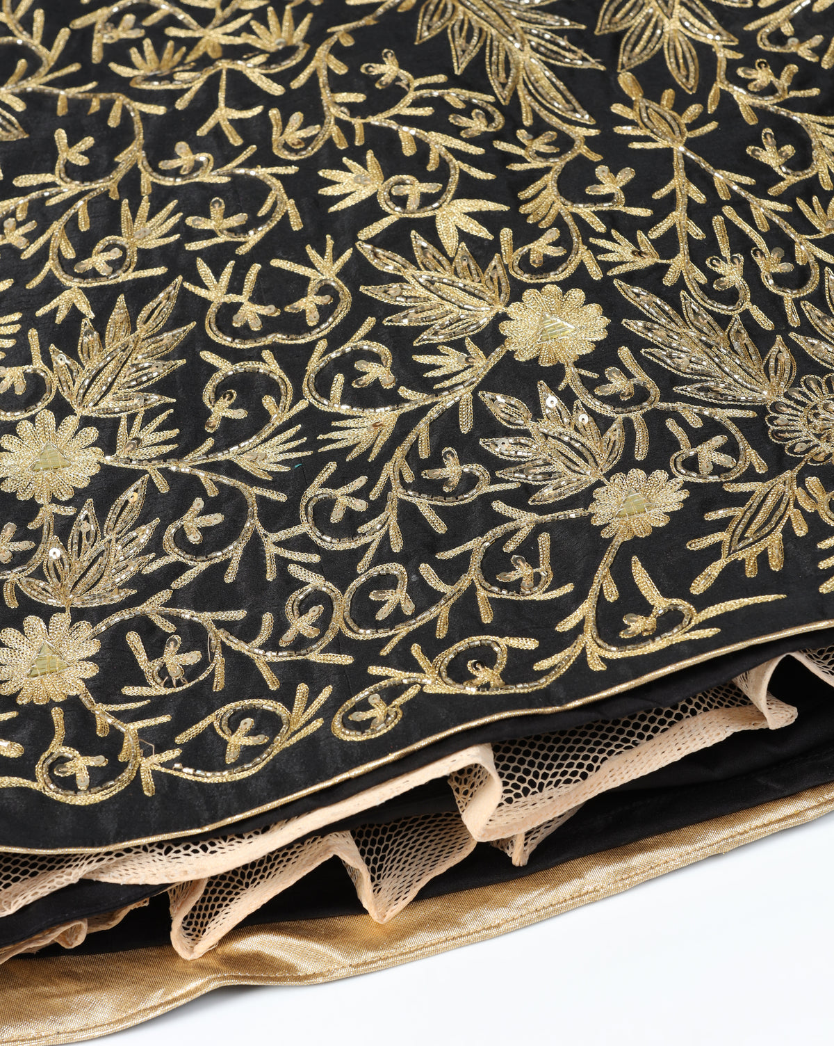 Black Gold Aari Embroidered Lehenga