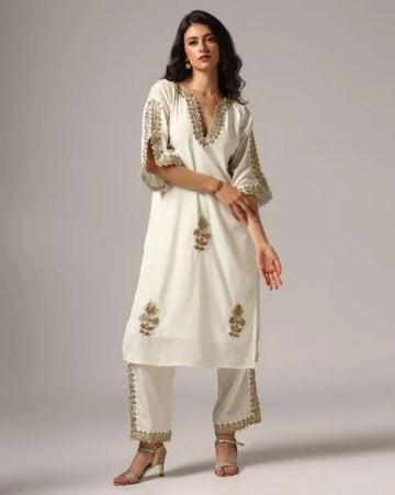Cream Color Kurti with Pants