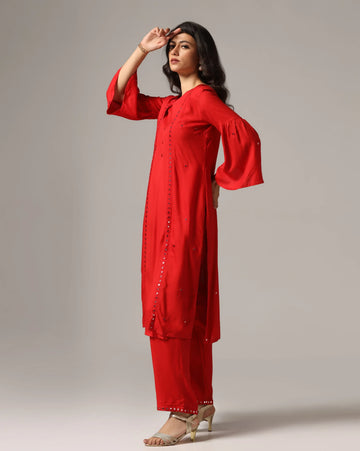 Red Kurti with Pants