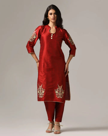 Maroon Kurti with Pants & Dupatta
