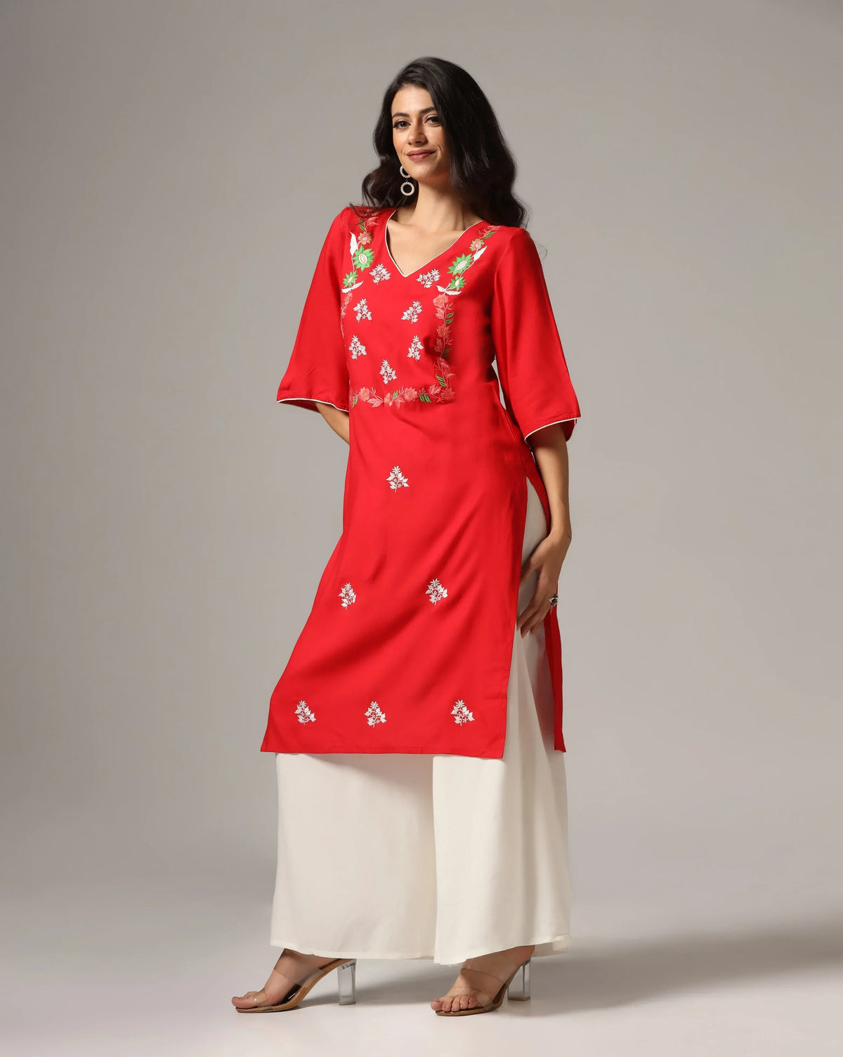Red Kurti Palazzo Set