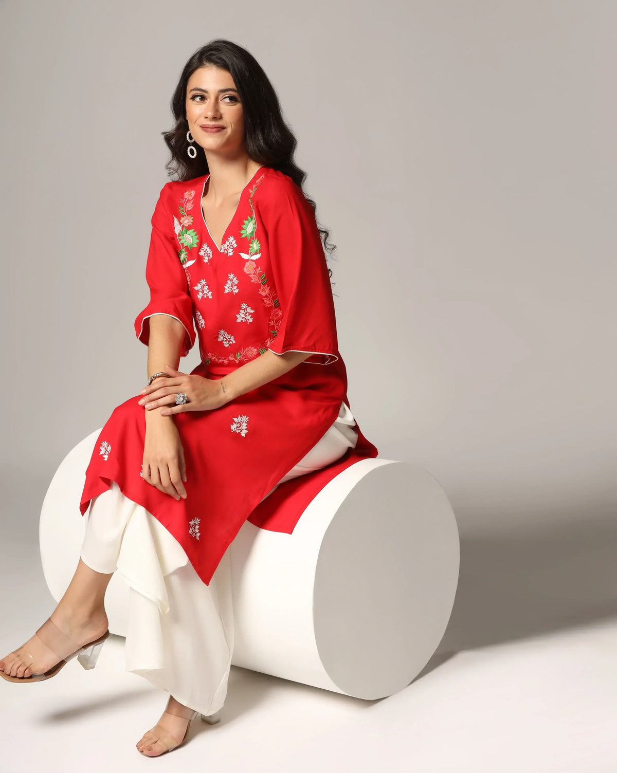 Red Kurti Palazzo Set