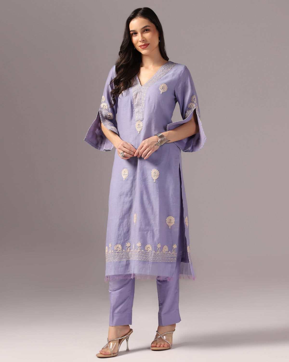 Embroidered Chanderi Kurta Pant Set