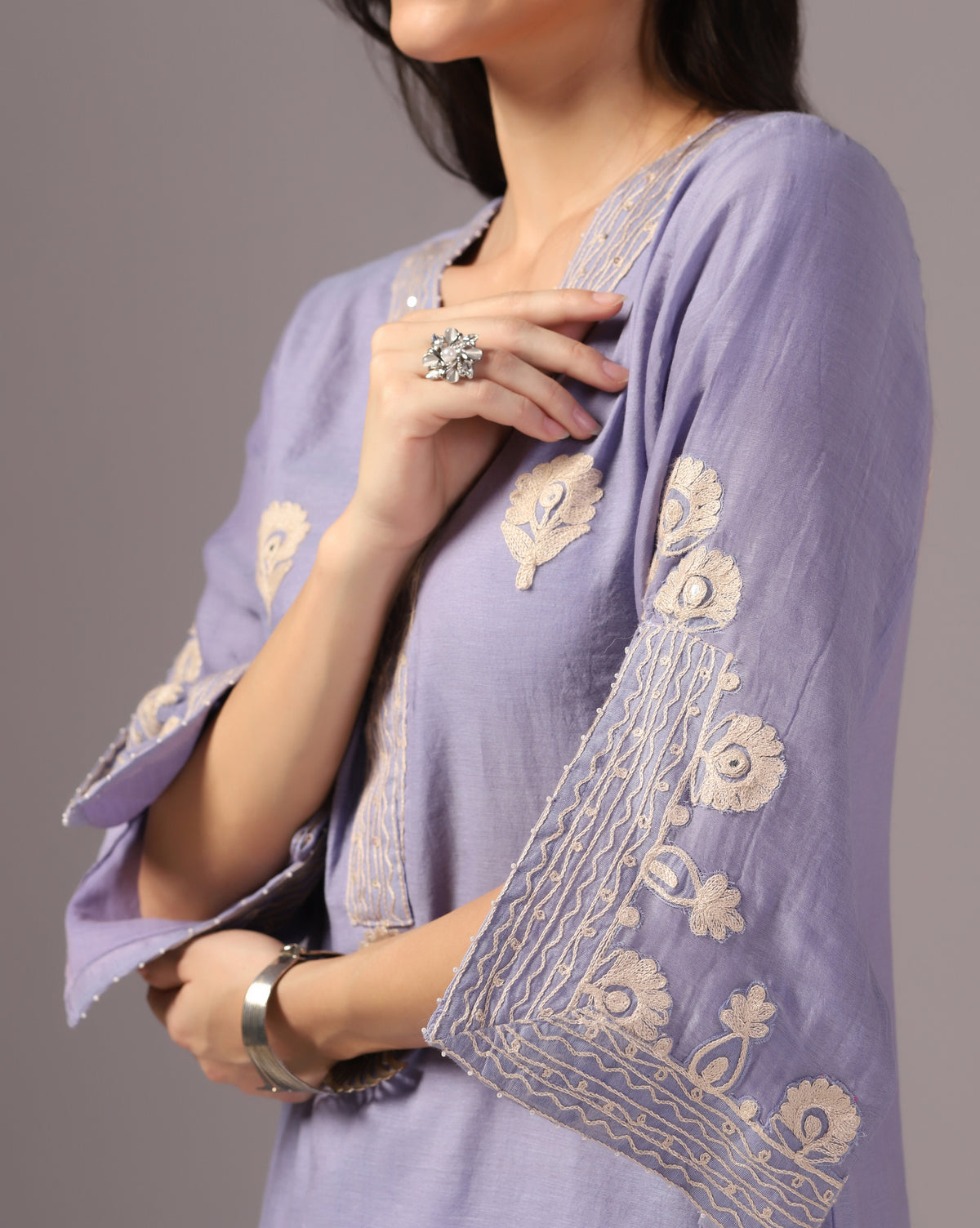 Embroidered Chanderi Kurta Pant Set