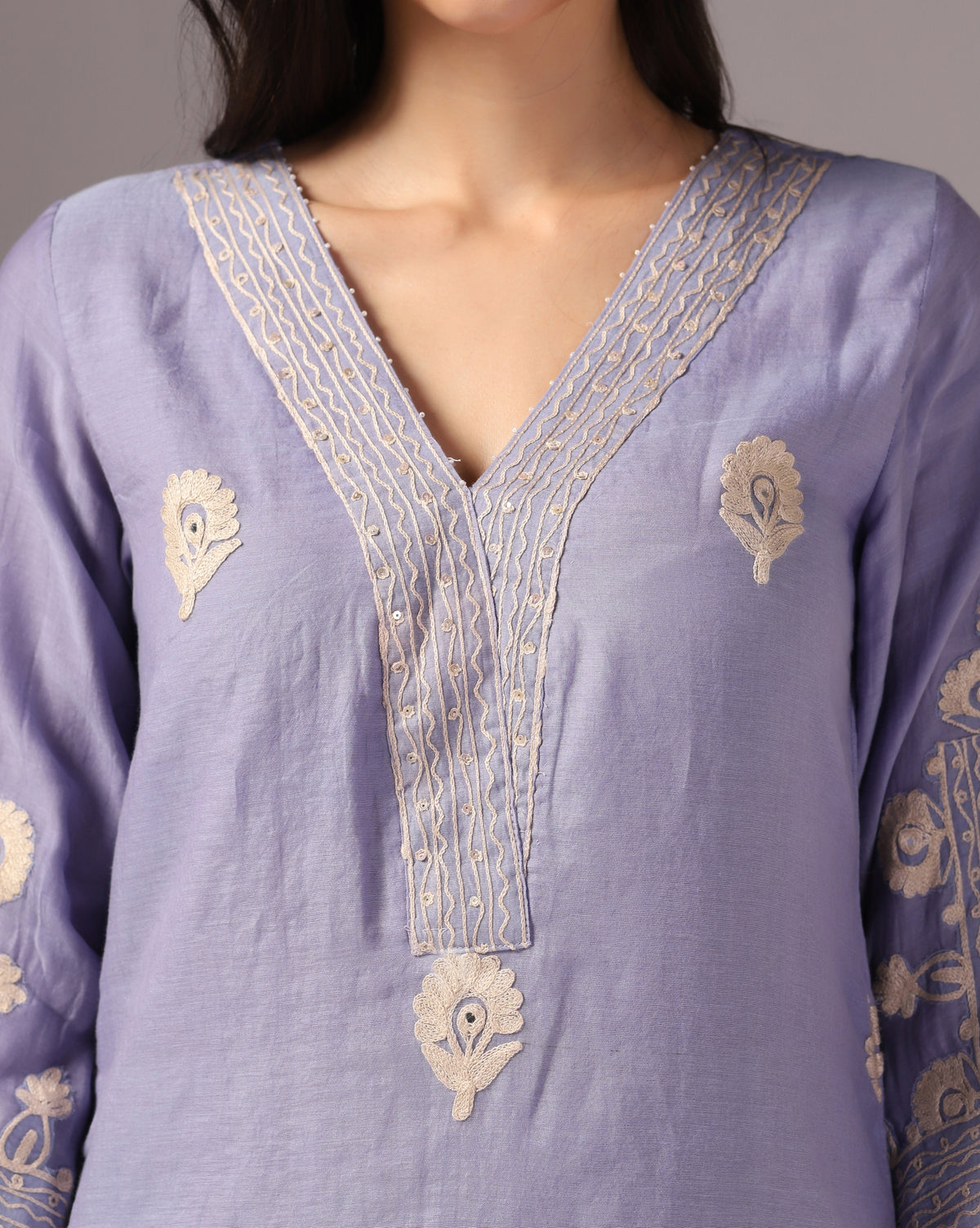 Embroidered Chanderi Kurta Pant Set