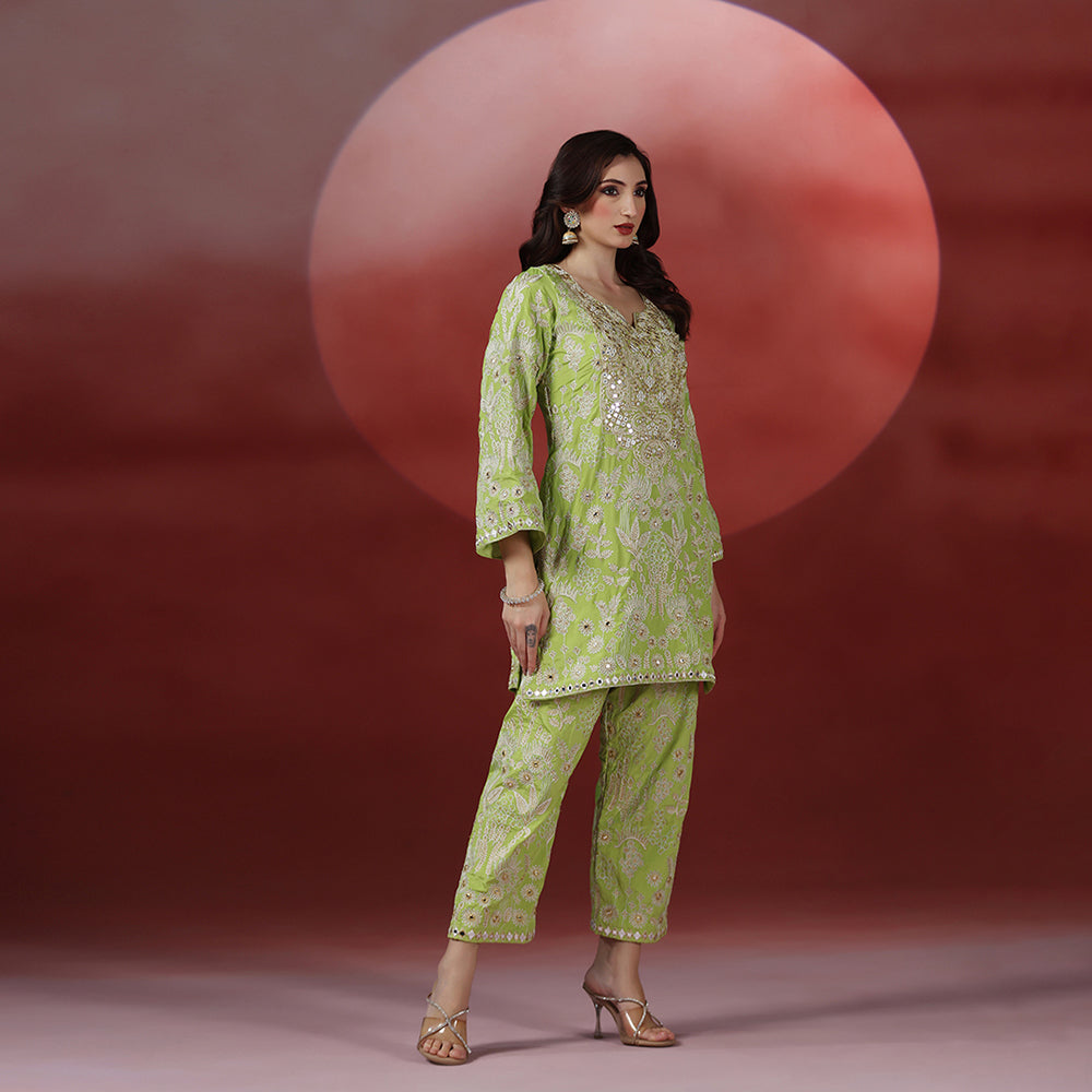 Classic Green Embroidered CO-ORD Set