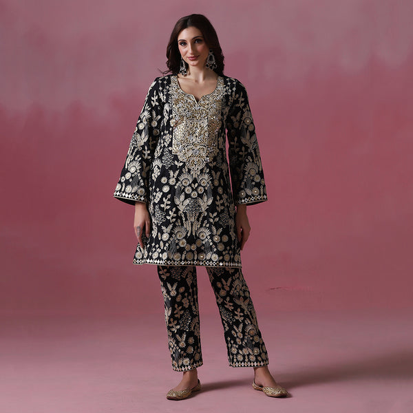 Classic Black Embroidered CO-ORD Set