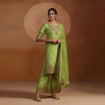 Green Dori Embroidered Kurta Set