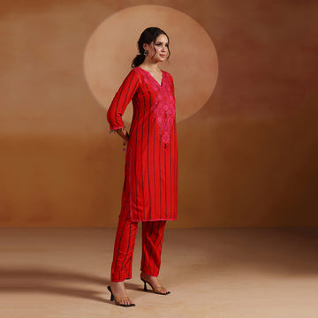 Embroidered Printed Kurta Set
