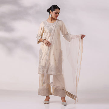 Classic Ivory Dori Embroidered Kurta Set