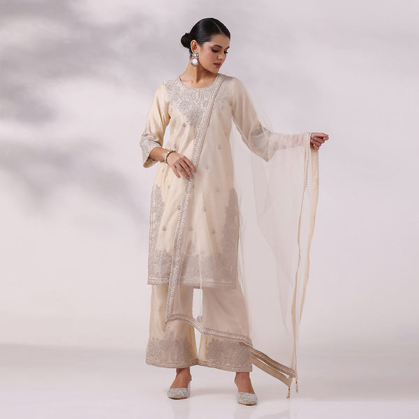 Classic Ivory Dori Embroidered Kurta Set