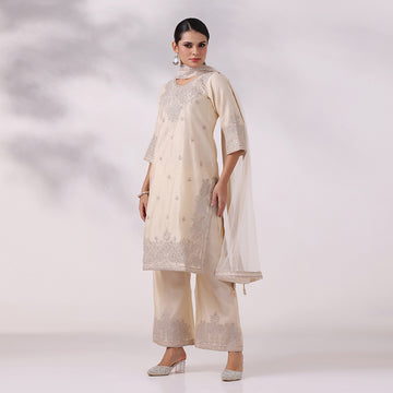 Classic Ivory Dori Embroidered Kurta Set