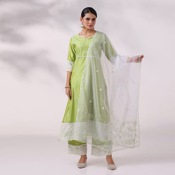 Pastel Green Embroidered Kurta Set