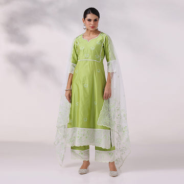 Pastel Green Embroidered Kurta Set