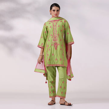 Pistachio Green Embroidery Kurta Set