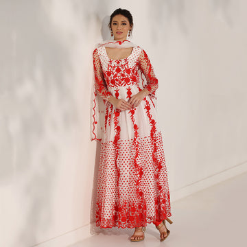 Red Resham Thread Embroidered Anarkali Set - image 2