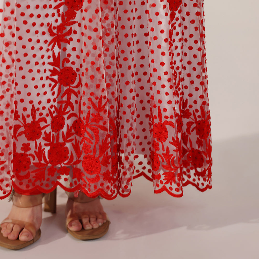 Red Resham Thread Embroidered Anarkali Set - image 6