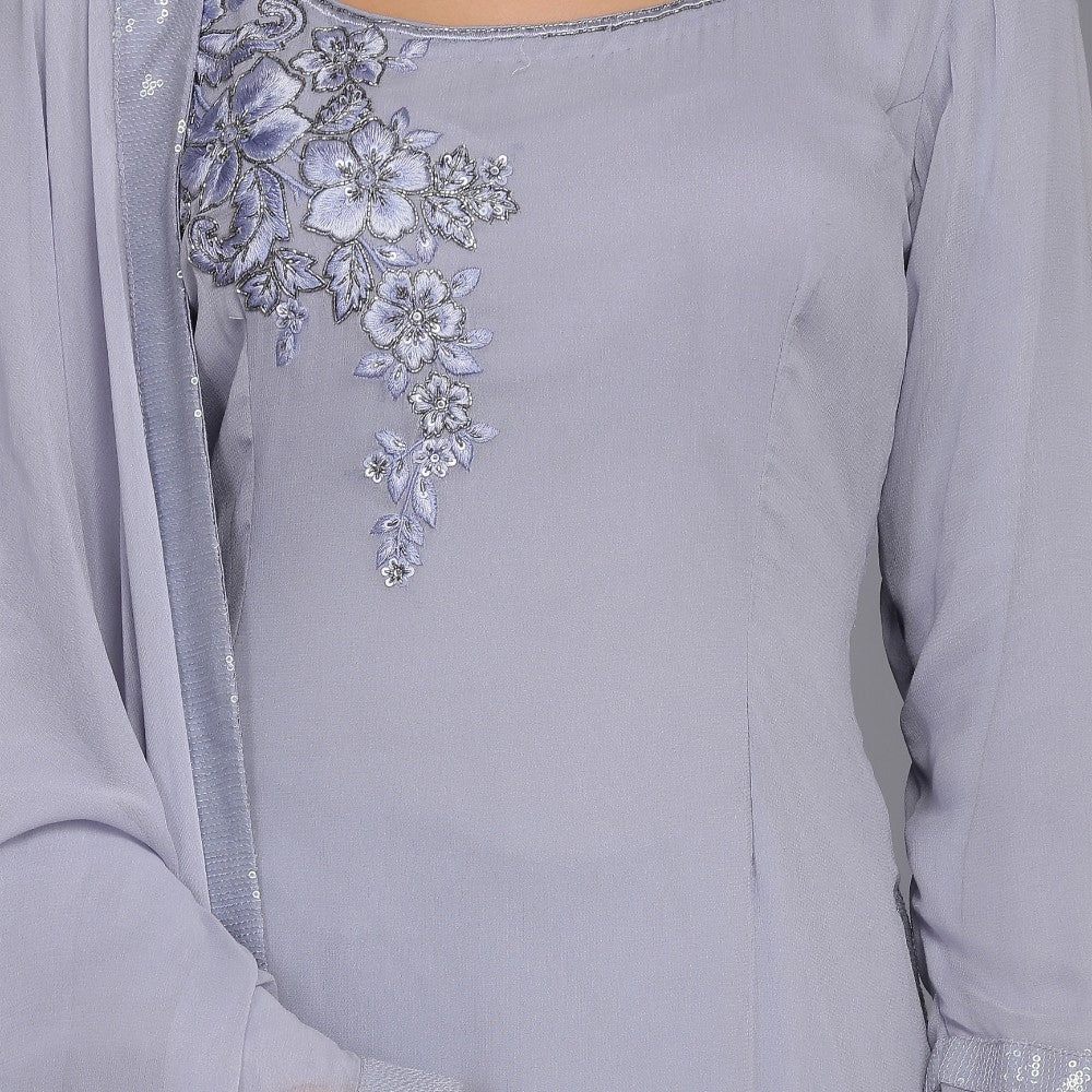 Lavender Embroidered Kurta Sharara Set - image 5
