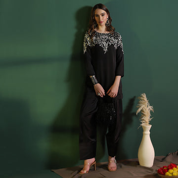 Satin Crepe Embroidered Co-ord Set