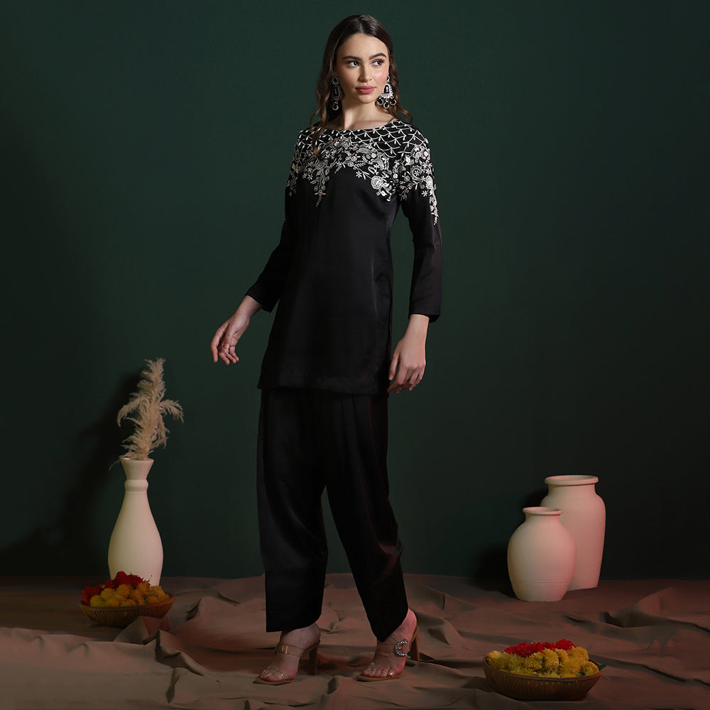 Satin Crepe Embroidered Co-ord Set