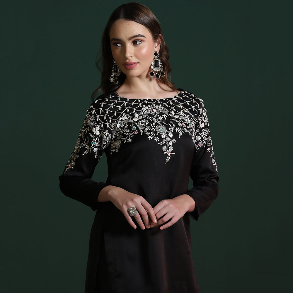 Satin Crepe Embroidered Co-ord Set