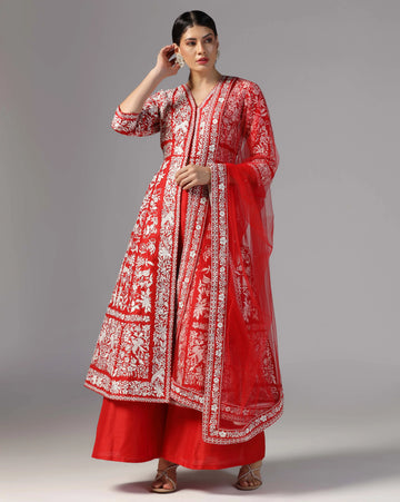 Red embroided jacket style