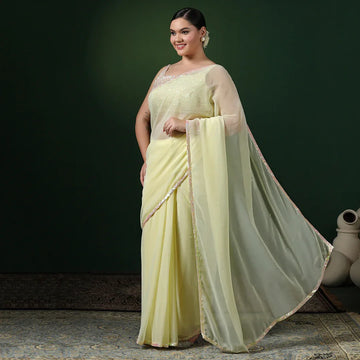 Yellow sequence border saree