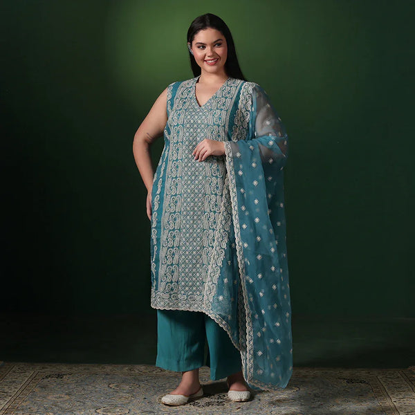 Chiffon Thread Embroidered Unstitched Suit