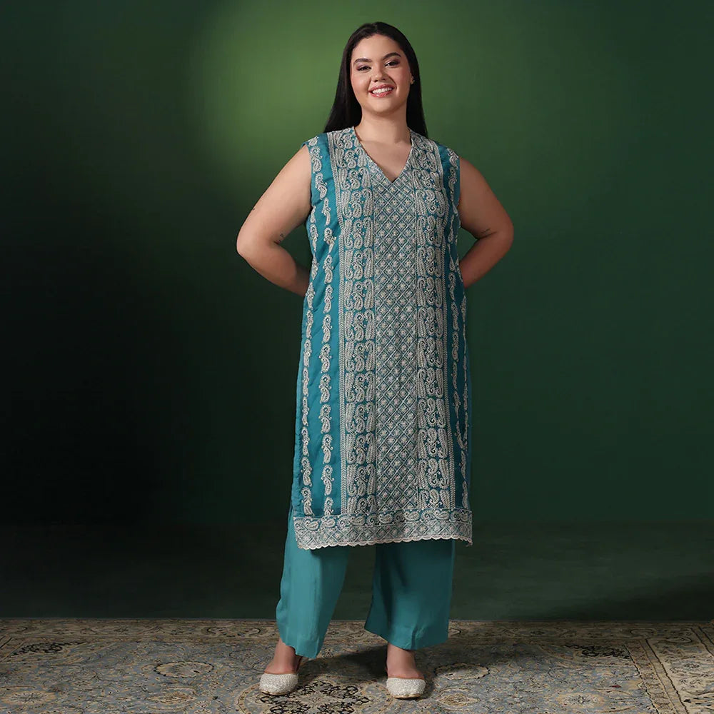 Chiffon Thread Embroidered Unstitched Suit