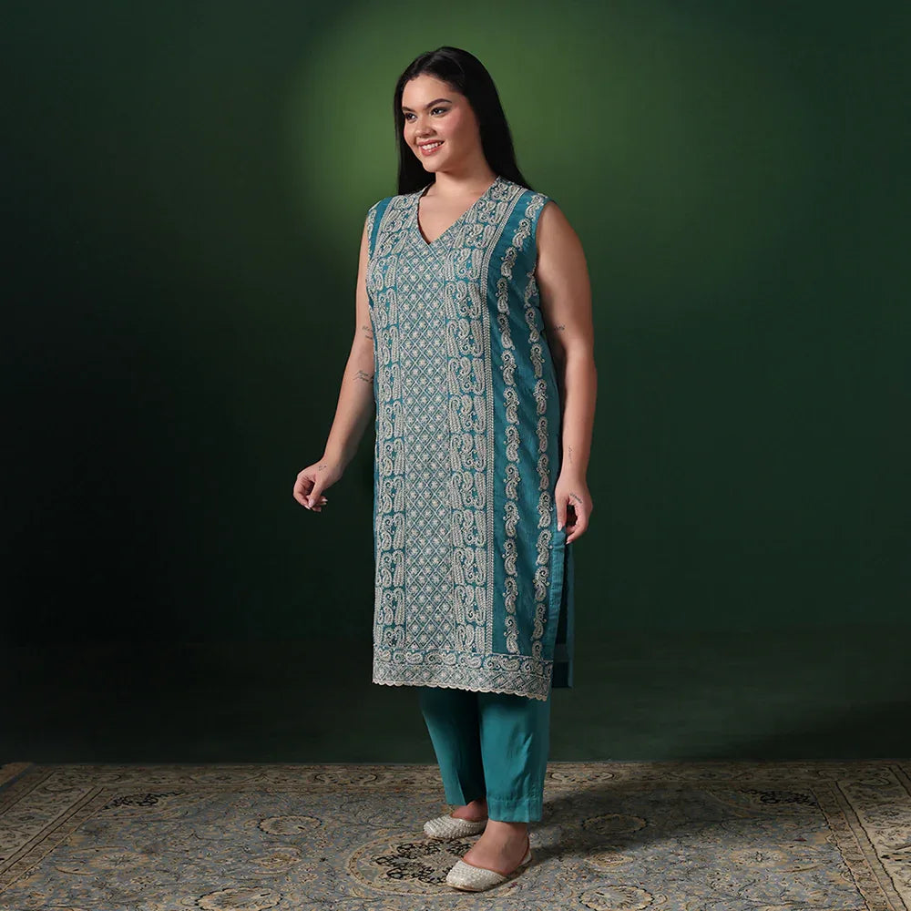 Chiffon Thread Embroidered Unstitched Suit